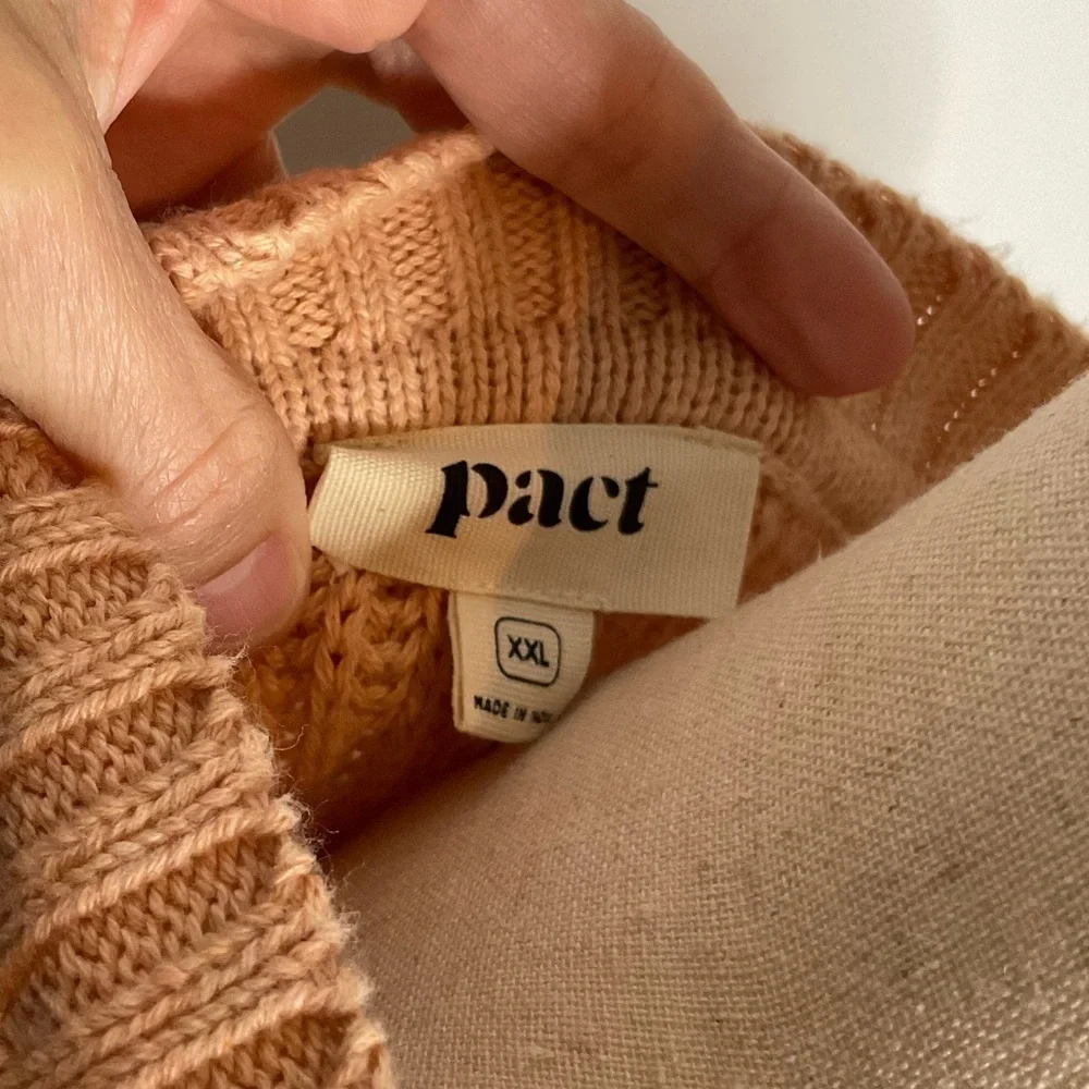 Pact Blush Pink Chunky Knit Cap Sleeve Crewneck Sweater Vest Size XXLarge - Picture 6 of 8